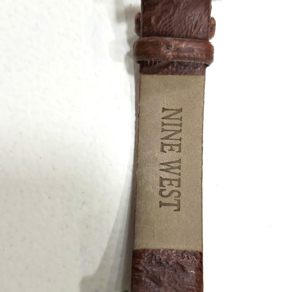 Nine West Watch Rectangular Silvertone Brown Tool… - image 5